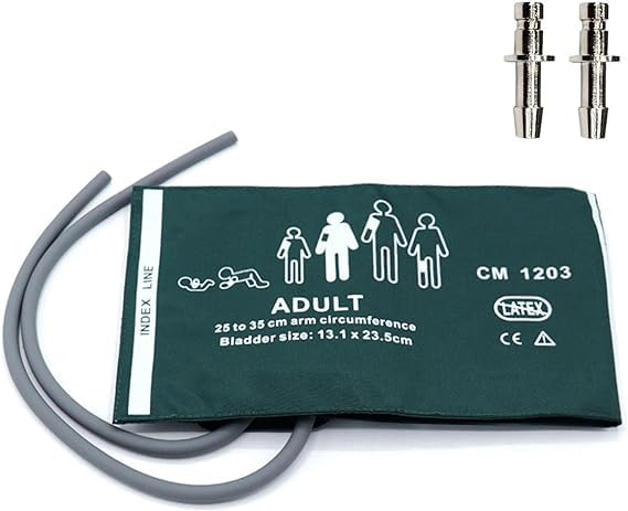 Universal NIBP Cuff with BP12 Connector for Adult, 25-35 cm Reusable Dual Tube Nylon Replacement BP Cuff with Inner Airbag for Blood Pressure Monitor Machine
