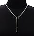 Zealmer Simple Y Shaped Bar Pendant Lariat Necklace for Girls Women Silver Tone