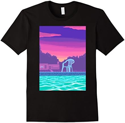Mens Vaporwave Shirt Summer Swimming Pool Large Black