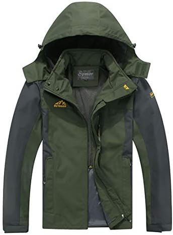 Spmor Men's Outdoor Sports Hooded Windproof Jacket Waterproof Rain Coat