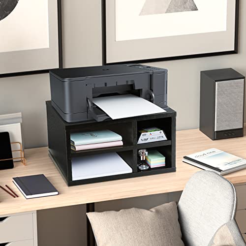 MaxGear Printer Stand with Storage, 2 Tier Wood Computer Printer Shelf