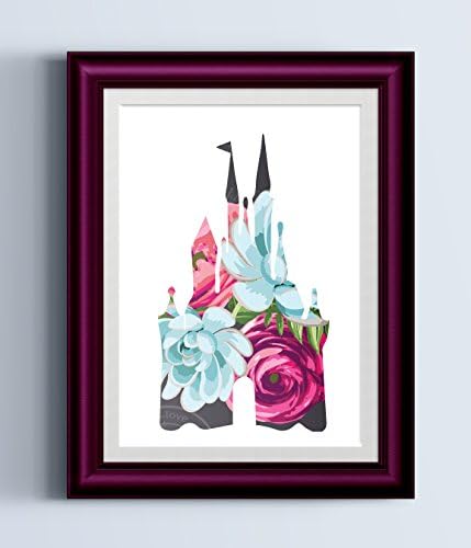 Floral Watercolor Disney Castle Home Print