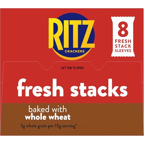 RITZ FRESH STACKS WHOLE WHEAT CRACKERS, TRAVEL SNACKS, 11.6 OZ (8 MULTI SNACK PACKS)