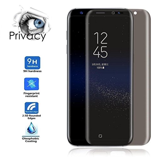 MChoice for Samsung Galaxy S8 Plus Privacy Full Screen Protector Anti-Spy Tempered Glass Black