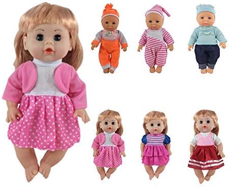 CZC GIFT 6PCS Fits 12'' 13'' 14'' (30cm-35cm) Bitty Baby Alive Doll Clothes 360°Sewing Doll Dress