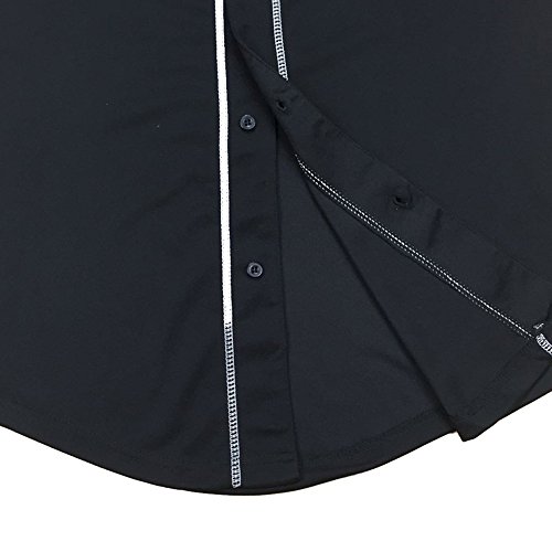 LIWEIKE Mens Baseball Jersey Button Down Plain Short Sleeve Hipster Hip Hop T Shirts (Small) - Thumbnail 5