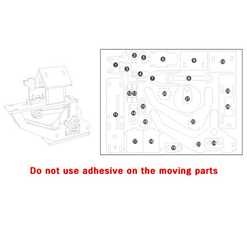Mize DIY Wooden Automata Assembly Model kits (Moving Dogs from Doghouse) Mechanical Puzzles for Kids & Kidults, Home Room Office Interior Decor