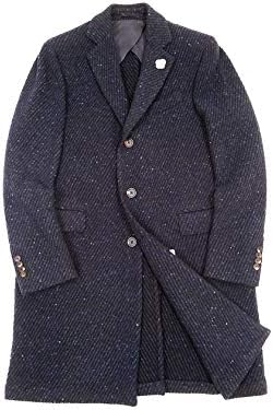 イタリア製 ブートニエール ホームスパン ツイル ウール チェスターコート ジャケット アウター ネイビー 並行輸入品