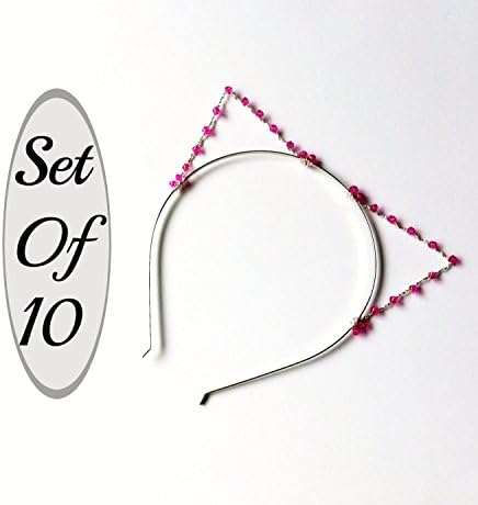 Set Of Ten Pink Cat Ears Headbands, Party Pack Of 10 Kitty Cat Ears Hair Bands, For Halloween, Hen Nights And Bachelorette Parties