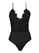 PERSUN Women's Lace Up Back Velvet Bodysuit Sleeveless Deep V Neck Bodysuit Leotards