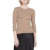 Vince Womens Striped 3/4 Sleeve Crew