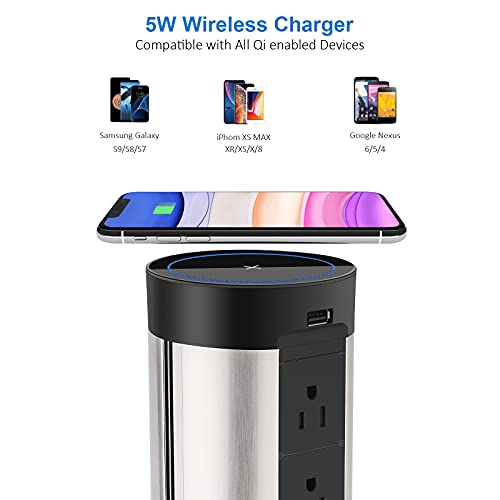 Automatic Pop up Power Outlet with Wireless Charger,Countertop Outlet