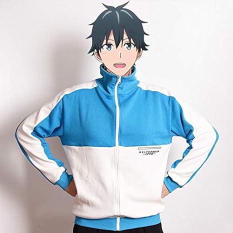 Amazon 予約限定販売 アニメ ダンベル何キロ持てる 街雄 鳴造 ジャージ ホワイト ブルーlサイズ アニメ 萌えグッズ 通販