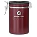 Coffee Gator Coffee Canister, 22oz Airtight Stainless Steel Kitchen Food Storage Container with Date Tracker, Valve, Scoop for Sugar, Grounds, Beans, Tea, Sugar, Cereal, Flour, Cookies Jars - Red