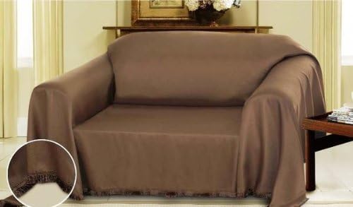 Cielo Furniture Throw Cover, Fringe Bottom, Sofa, 3 Colors (Cocoa/Brown)