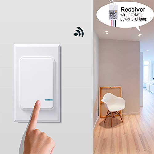 Thinkbee Wireless Light Switch and Receiver Kit, Mini Remote Control