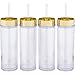 4 Pack - Top House Insulated Acrylic Tumblers with Gold Lids and Straws, 16oz Insulated Travel Cups, 8 Reusable Straws (Gold Lids)