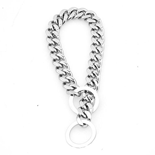 INSEA Durable Titanium Steel 15mm Heavy Curb Cuban Dog Collar Necklace Training Chain Best for Pit Bull, Doberman,Mastiff, Bulldog (28inch Chain(Suggest Dog Neck 24inch))