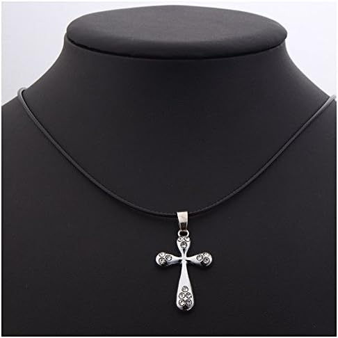 Sumery Fashion Silver-plated Crystal Alloy Cross Pendant Necklace