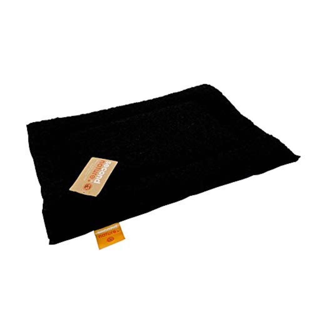 Second Nature Dog Cat Cage Mat, Soft Washable Sherpa Bed Cushion, Black, Medium