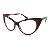 VINTAGE Women Sexy Cat Eye Oversized Frame Clear Lens Eye Glasses TORTOISE
