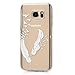 S7 Case,Galaxy S7 Case - Badalink Ultra Thin Anti-slip Soft TPU Case with Fancy Print Pattern Clear Transparent Cover for Samsung Galaxy S7 (2016) - White Feather