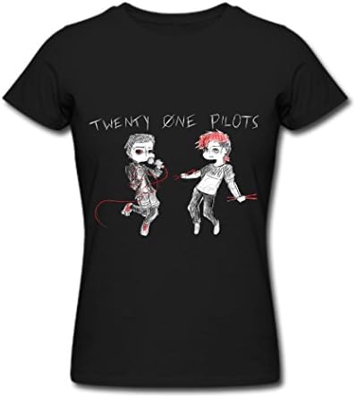 Twenty One Pilots Freehand Cartoon Graphic T Shirt For Women Black L