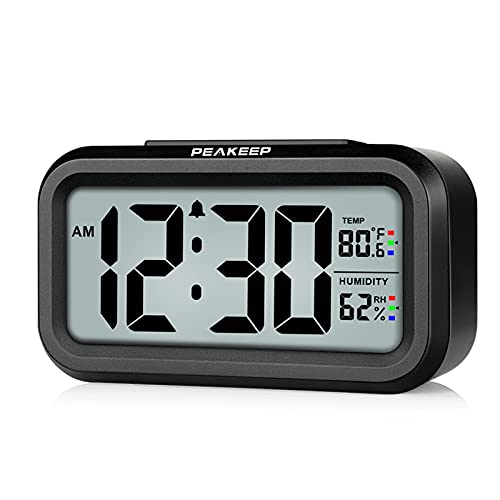 Peakeep Alarm Clock Battery Operated Indoor Temperature Humidity