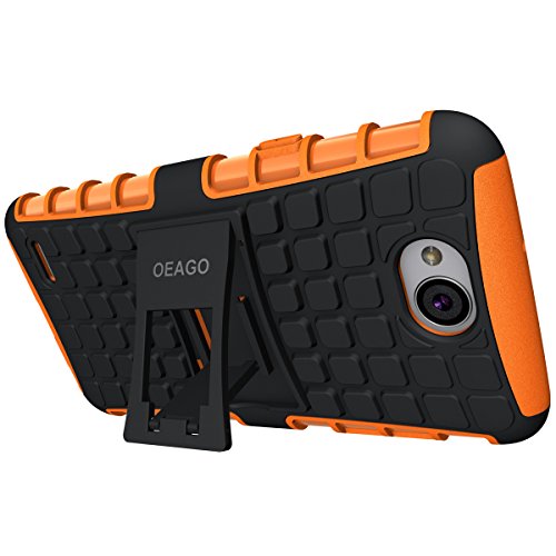 LG X Charge Case, LG Fiesta 2 LTE Phone Case, LG Fiesta LTE Case, LG X Power 2 (2017) Case, OEAGO [Shockproof] [Impact Protection] Tough Rugged Dual Layer Protective Case with Kickstand - Orange - Thumbnail 3