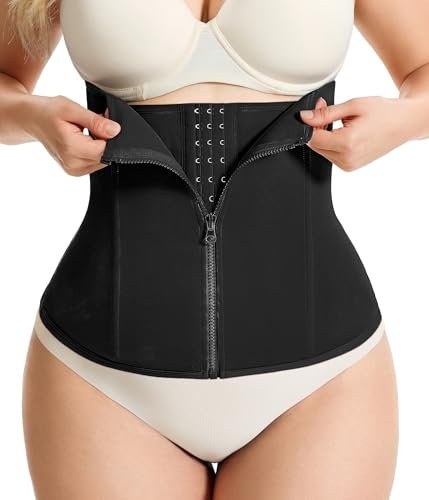 Gotoly Waist Trainer for Women Zipper Corset Shapewear Tummy Control Black at Amazon