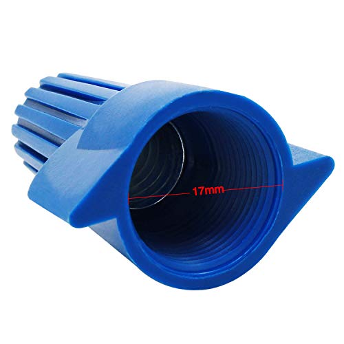 WiMas 50PCS Winged Wire Connectors Easy Twist-On Ribbed Cap Electrical Wire Connector Spring Inserted Nuts Caps (P5:14-6AWG (Blue))