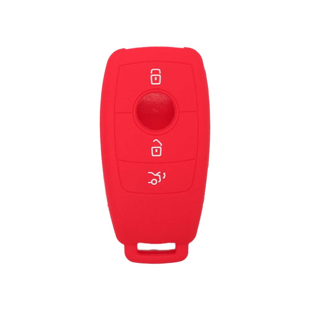 BROVACS Silicone Cover Protector Case Holder Skin Jacket Compatible with MERCEDES BENZ E Class 3 Button Smart Remote Key Fob CV4957 Red