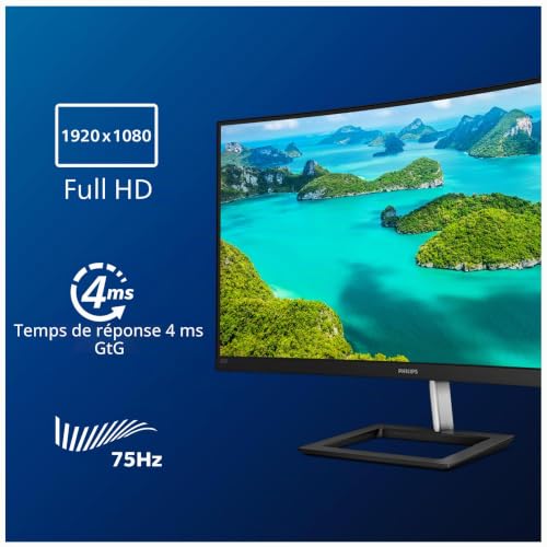 E Line 322E1C/00 écran Plat de PC 80 cm (31.5") Quad HD LCD Incurvé Noir - Écrans Plats de PC (80 cm (31.5"), 1920 x 1080 Pixels, Quad HD, LCD, 4 ms, Noir)