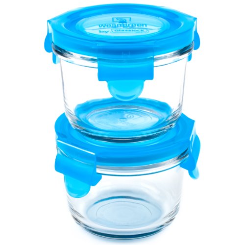 Wean Green 2-Pack Wean Bowls Glass Food Containers, Blueberry