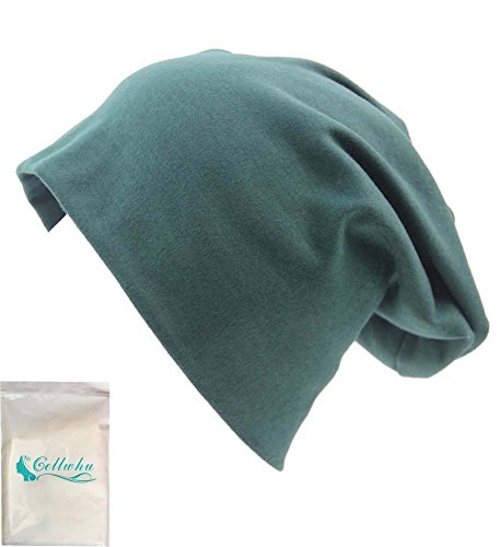 Gellwhu Unisex Baggy Thin Hip-hop Soft Stretch Knit Slouchy Beanie Hat Skull Cap (Dark Green)