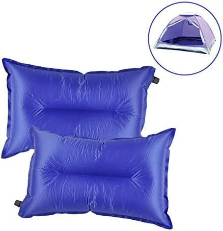 Inflatable Camping Pillow, G2PLAY Set of 2 Packs Self Inflating Air Travel Pillows with Storage Pouch for Camping, Hiking, Traveling, Backpacking, Picnic, Outdoor Sports Events (Blue)