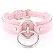 Handmade Womens Double O Ring Faux Leather Choker Collar (Pink with silver alloy)