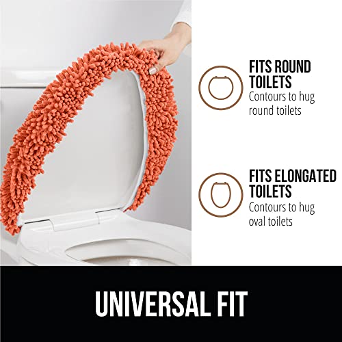 Gorilla Grip Soft Chenille Bathroom Toilet Lid Cover, Machine Washable