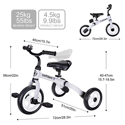 YGJT 3 in 1 Toddler Tricycle for 2 4 Year Old Folding Kids Trike