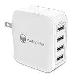 USB iPhone Charger 31W 6.2A Universal 4-Port USB Travel Wall Charger by Wanshine (White)