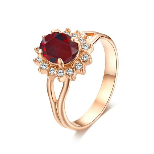 Yoursfs Vintage Statement Rings 18K Gold Plated Women Jewelry Ring Red Crystal Cocktail Ring Valentines Gifts CZ Rings