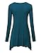 Lock and Love WT953 Womens Round Neck Long Sleeve Rib Trapeze Tunic Top M Teal