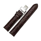 iStrap 24mm Genuine Leather Watch Band Padded Deployant Croco Strap for Men Women - Brown 24
