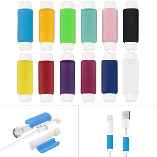 Data Cable Saver(12 Packs),BUTEFO 3.5cm Assorted Colorful Charging Cable Protector Saver Lightning Saver Protective For iPhone 5 ,5s ,6 ,6S, 6 Plus (12 colors contained)