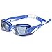 Sbeedo UV Protection Mirror Coated Lenses Swimming Goggles with Siamese Ear Plugs, Blue