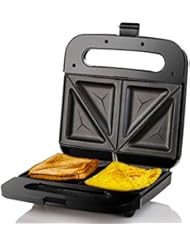 OVENTE Electric Sandwich Maker with Non-Stick Plates, Indicator Lights, Cool Touch Handle, Easy to Clean and Store, Perfect for Cooking Breakfast, Grilled Cheese, Tuna Melts and Snacks, Black GPS401B