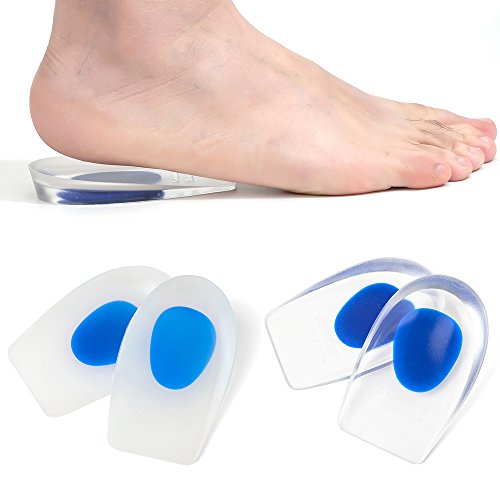Dr.Foot s Heel Pads, Silicone Heel Cups and PU Gel Heel Protectors for Men, Plantar Fasciitis Inserts, Heel Inserts, Heel Support, Heel Spur, Heel Care for Foot Pain Relief - 4 Pieces