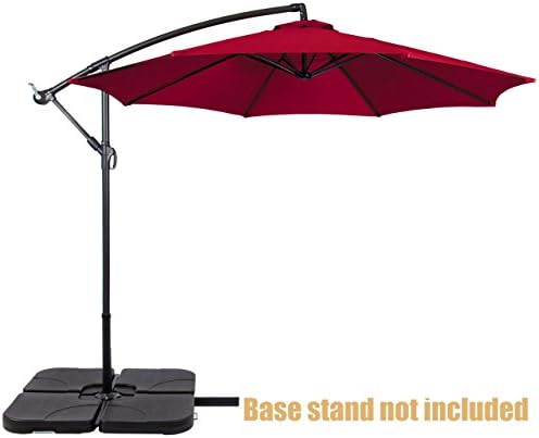 Patio Umbrella Offset 10' Waterproof polyester Heavy-Duty Fabric Outdoor Market Umbrella New Burgundy #537