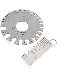 Biubee 2 piezas de alambre de acero inoxidable hoja de metal de espesor calibre de soldadura alambre de espesor calibre y redondo doble cara de metal hoja Guage