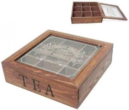 CAJA TE TAPA CRISTAL IMPRESA 24X24X7 CM: Amazon.es: Hogar